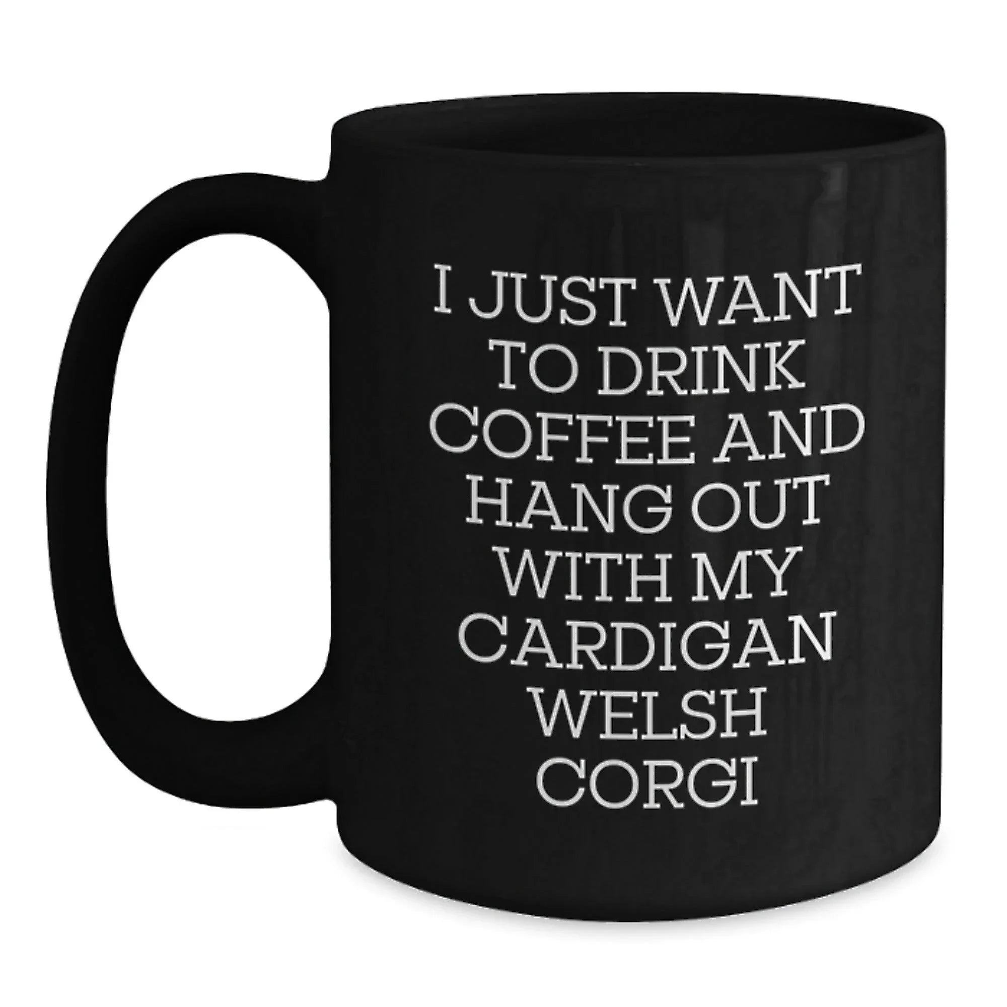 Funny Cardigan Welsh Corgi Dog Gifts from Friends, Cardigan Welsh Corgi Dog Lovers Black Coffee Mug for Men, Unique Valentine's Gifts for Him