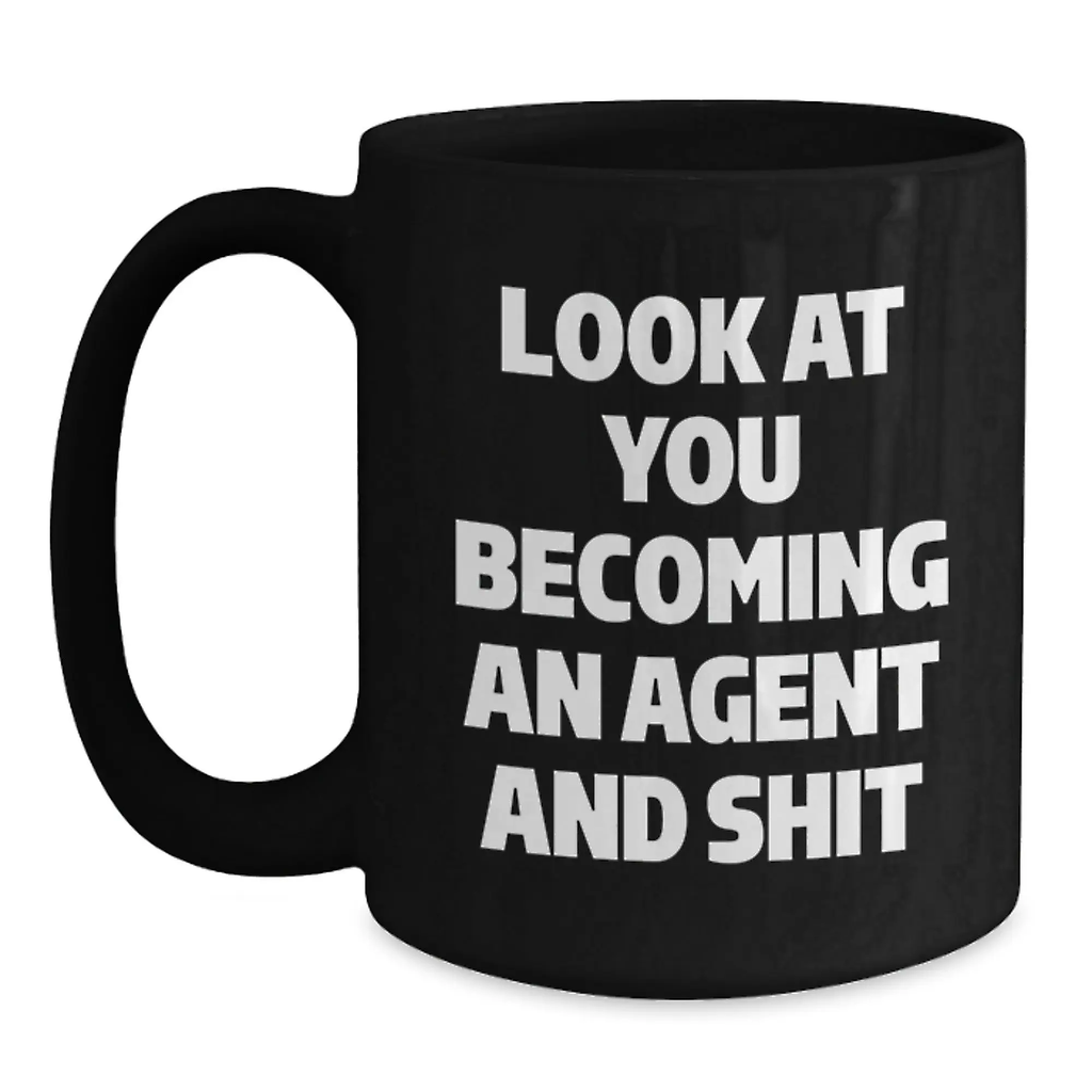 Novelty Agent Black Coffee Mug Birthday Gift for Friends Fun - Main