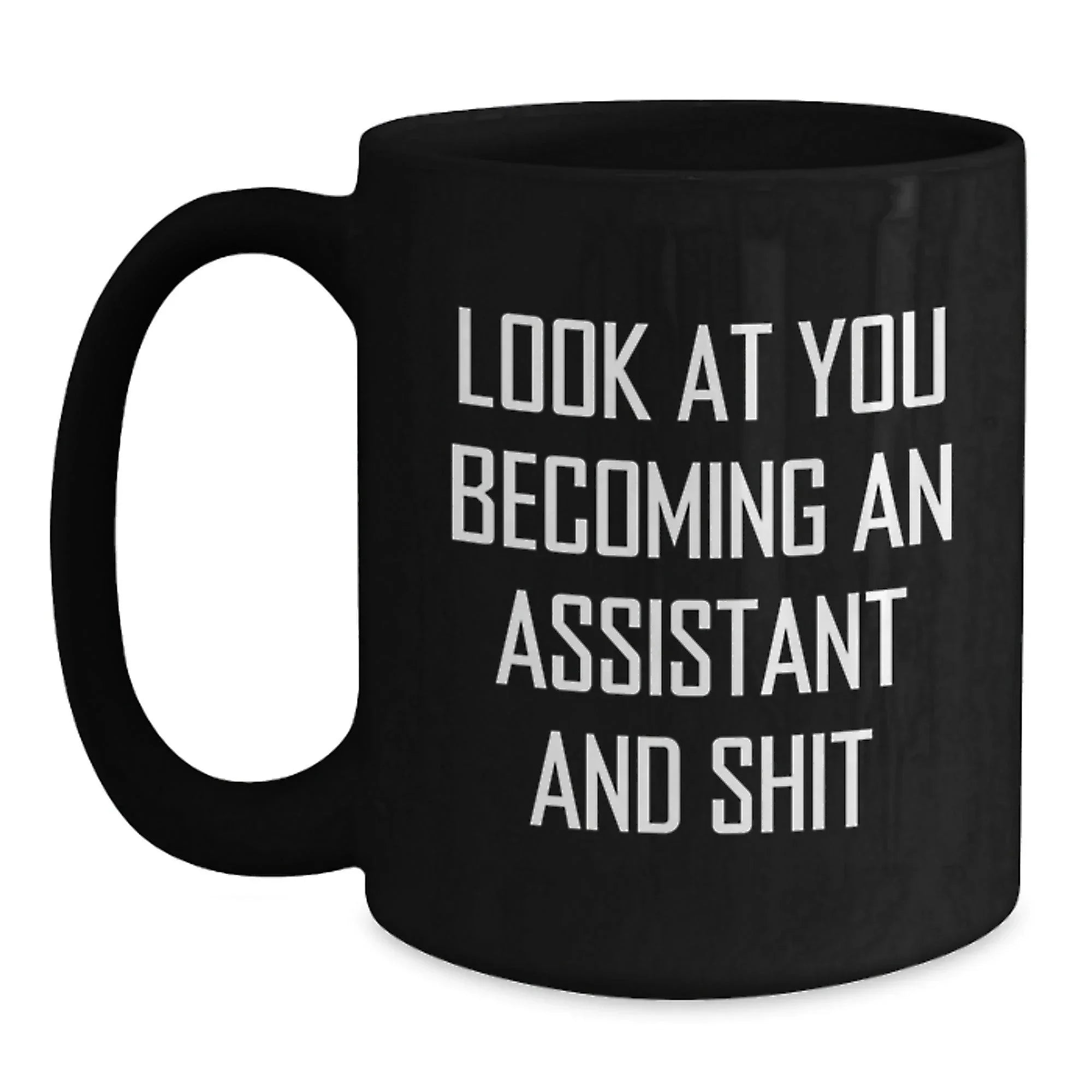 Funny Assistant Gifts from Friends for Assistant, Black Coffee Mug with Look At You Becoming An Assistant And Shit Quote, Christmas Unique Gifts