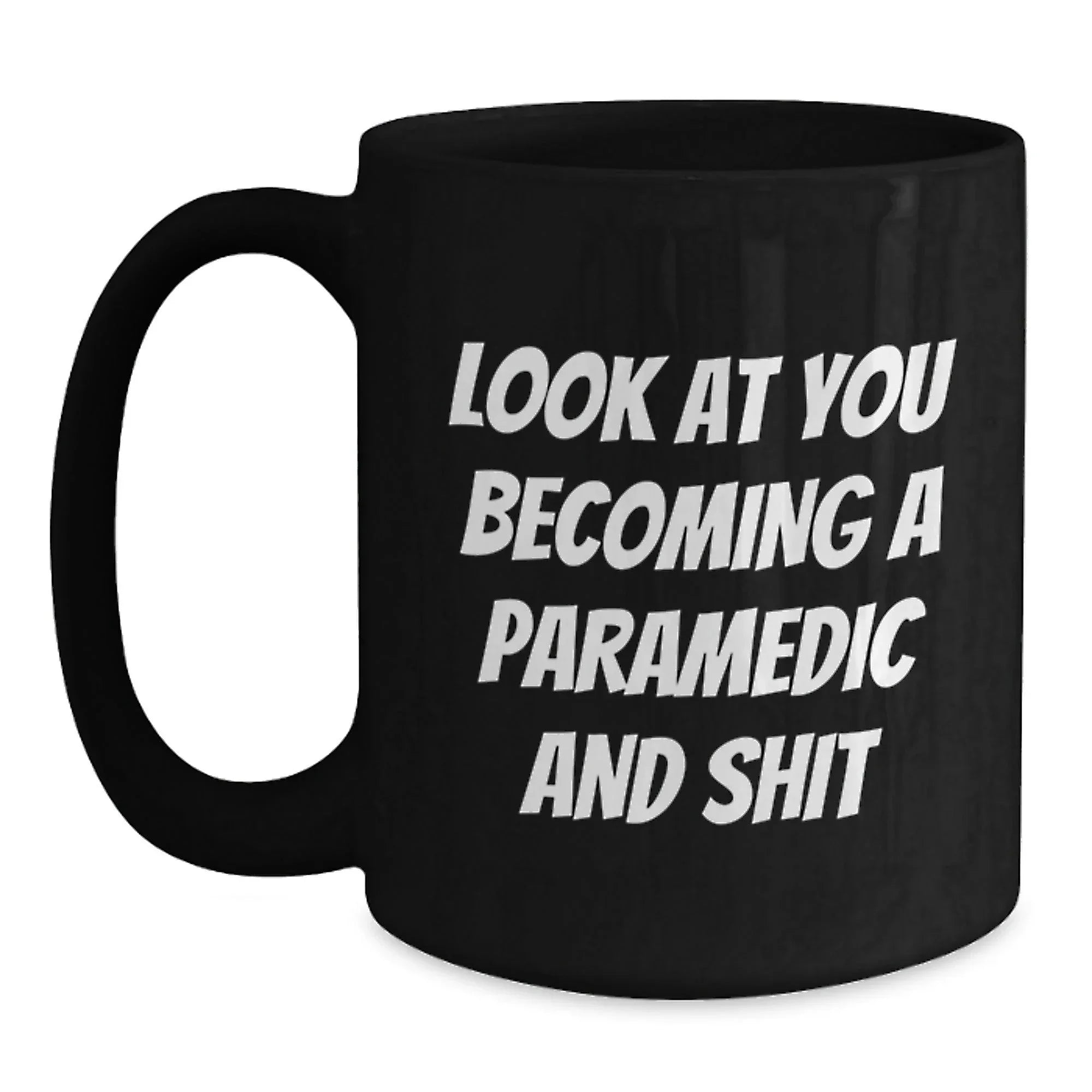 Rescue Worker Gifts Funny Birthday Black Coffee Mug 'Look At You Becoming A Rescue Worker'