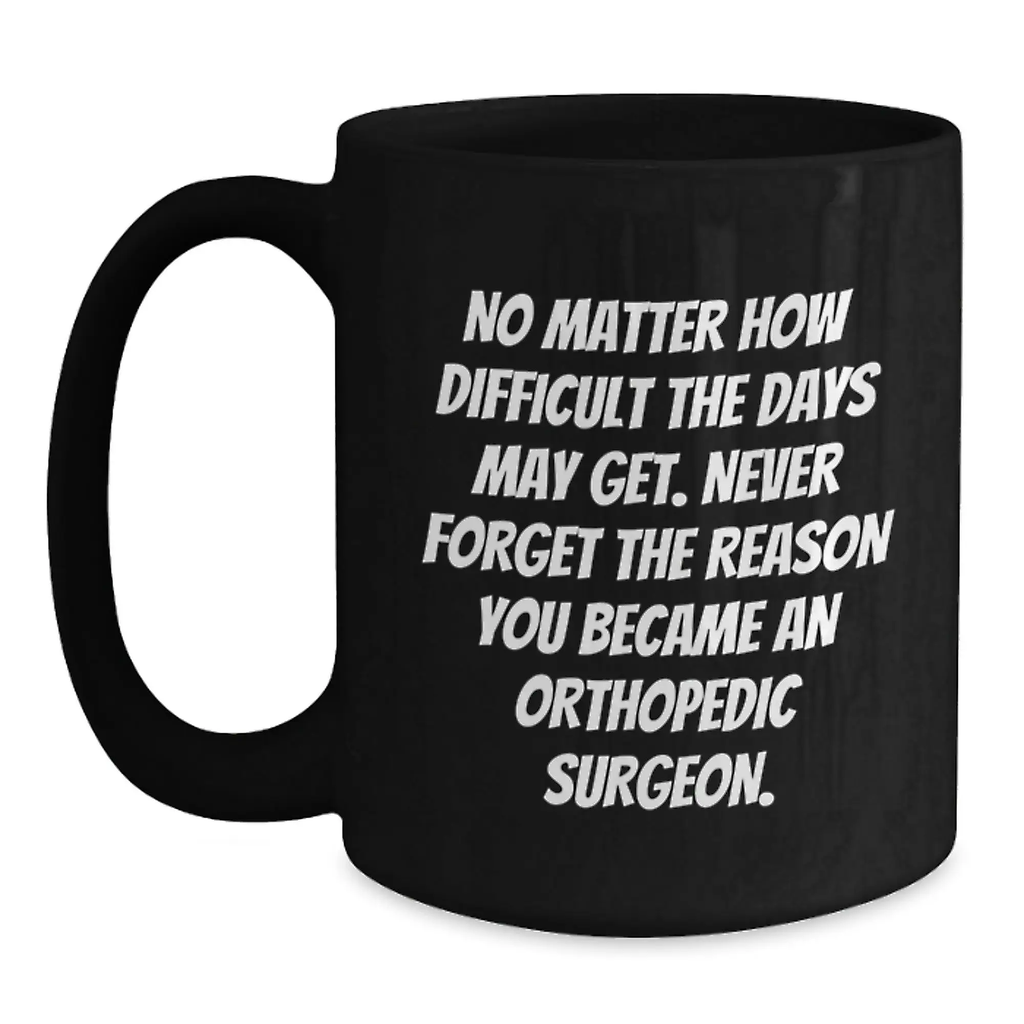 Orthopedic Surgeon Inspirational Graduation Gifts for Him from Friends, Funny Coffee Mug for Men, Black Ceramic 11oz or 15oz - Main