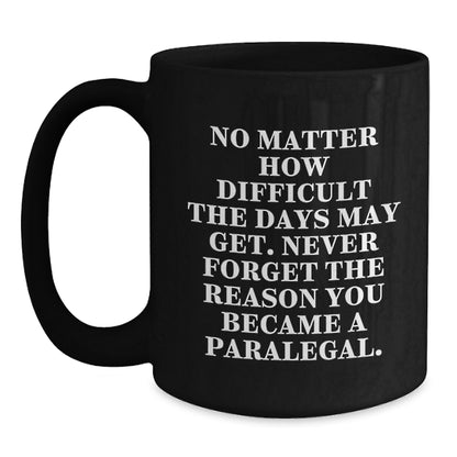Gifts for Paralegal Friends - Funny Paralegal Black Coffee Mug - Inspirational Quote Gifts from Family, Funny Paralegal Mugs, Unique Christmas Unique Gifts for Paralegal Coworkers - Main