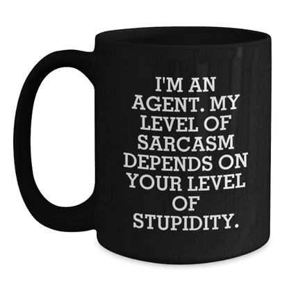 Funny Agent Gifts, Black Coffee Mugs, Sarcasm Agent Christmas Unique Gifts from Friends, Gifts for Agent Men - Main