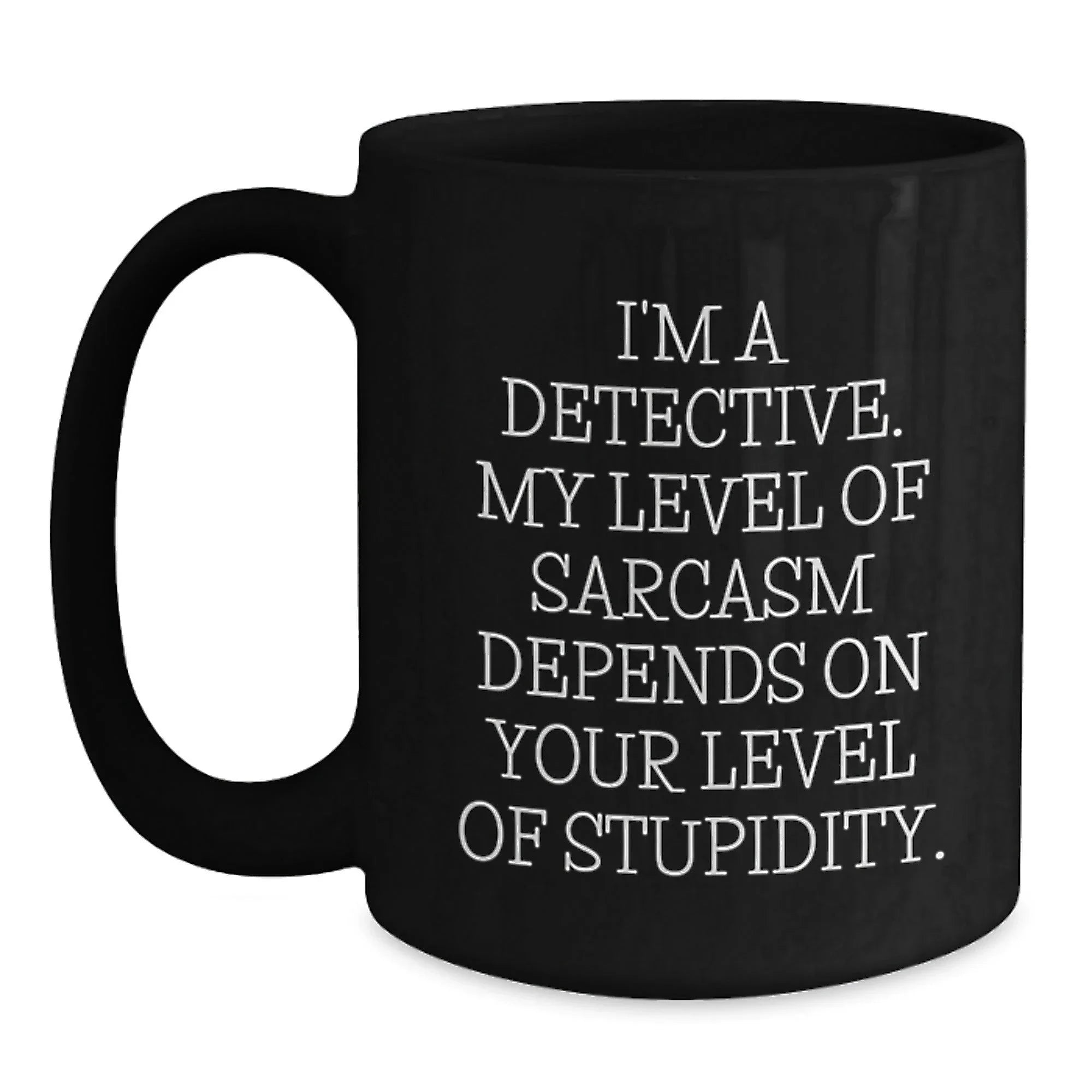Funny Detective Black Coffee Mug Gifts from Friends and Family for Christmas Unique Presents for Him Her