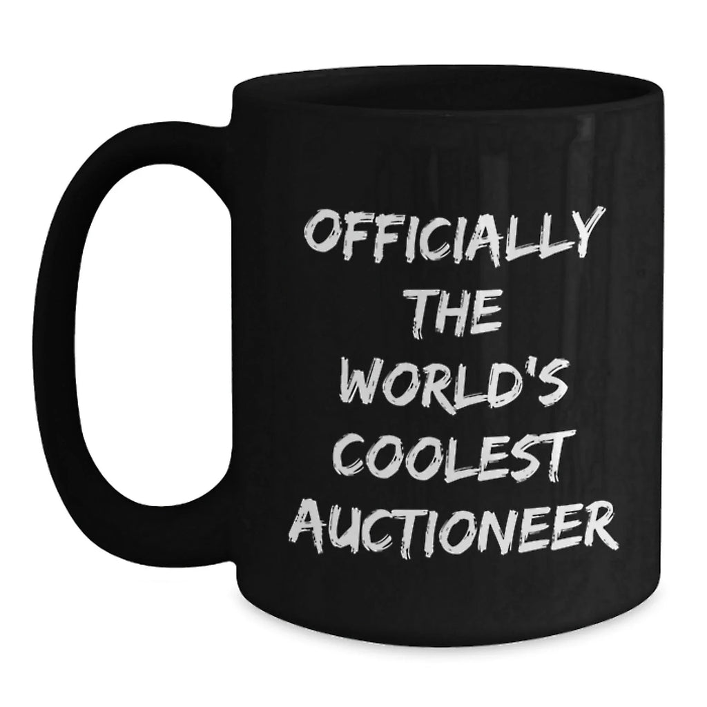 Funny Officially The Worlds Coolest Auctioneer Gifts from Men for Family Black Coffee Mug Christmas Unique