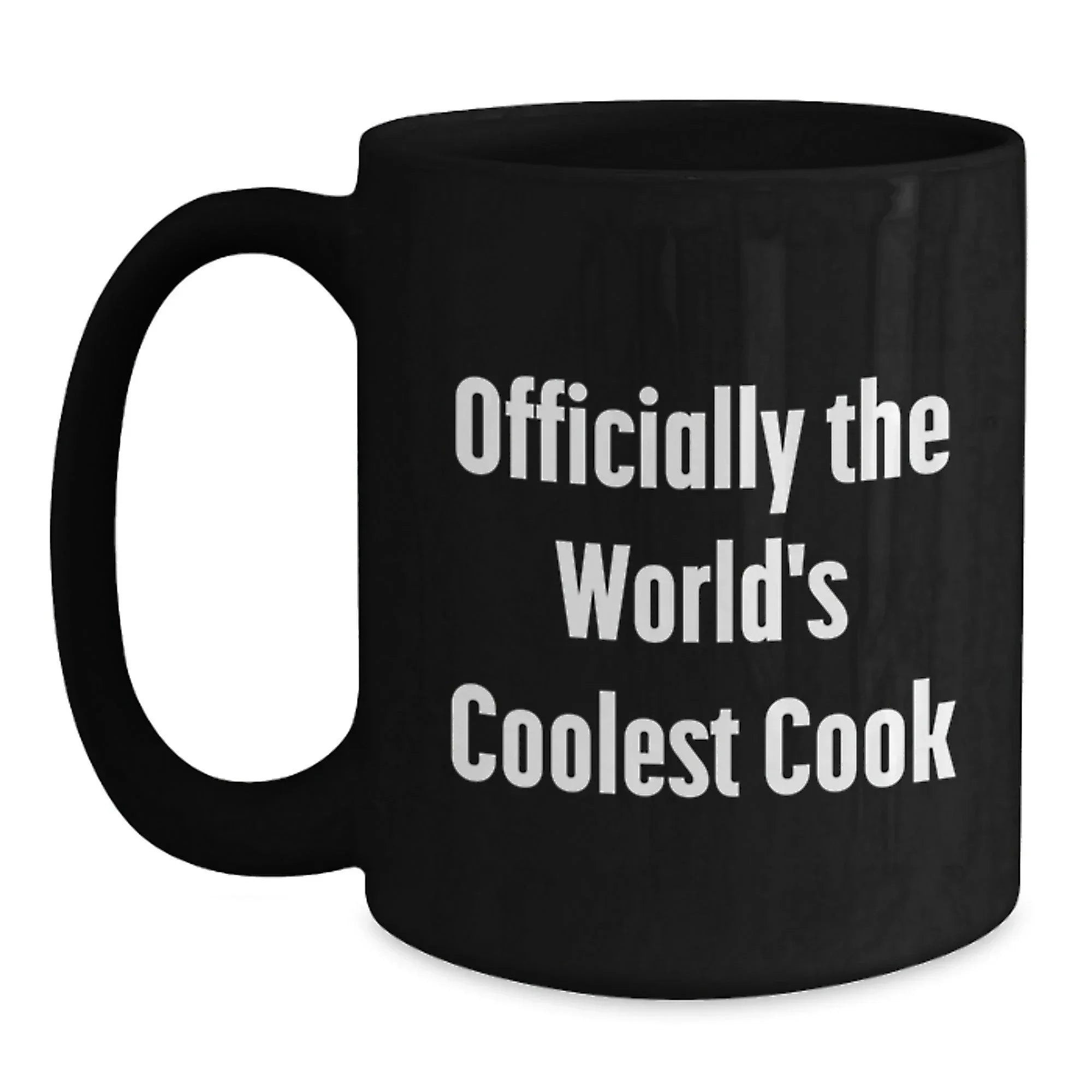 Funny Inspirational Gifts for Cooks, Black Coffee Mug for World's Coolest Cook, Christmas Unique Presents from Men to Cook Friends