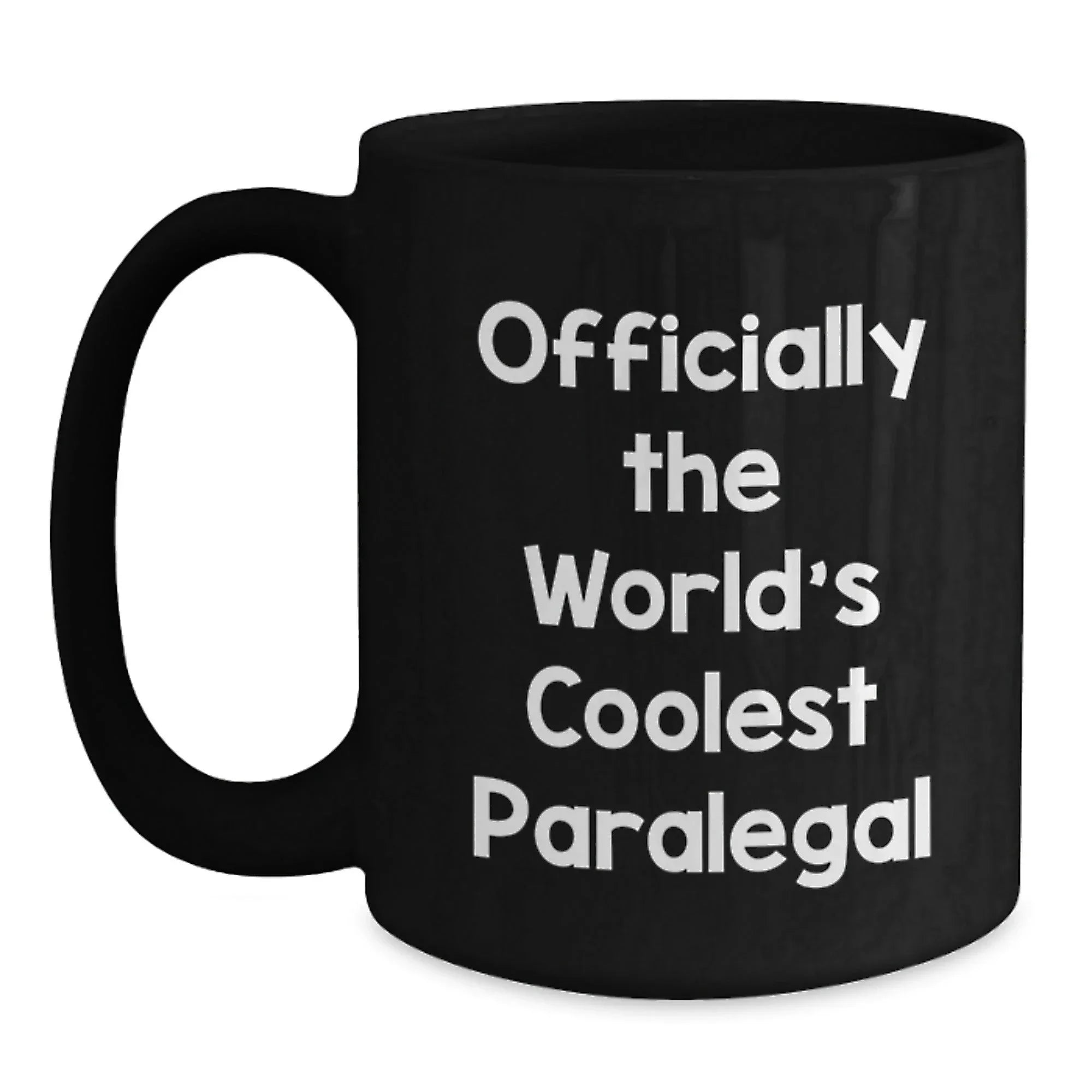 Funny Paralegal Gifts for Christmas, 'Officially The World's Coolest Paralegal' Black Coffee Mug, Great for Paralegal Men or Women