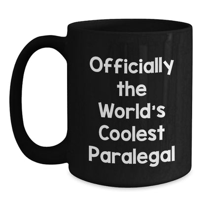 Funny Paralegal Gifts for Christmas, 'Officially The World's Coolest Paralegal' Black Coffee Mug, Great for Paralegal Men or Women - Main