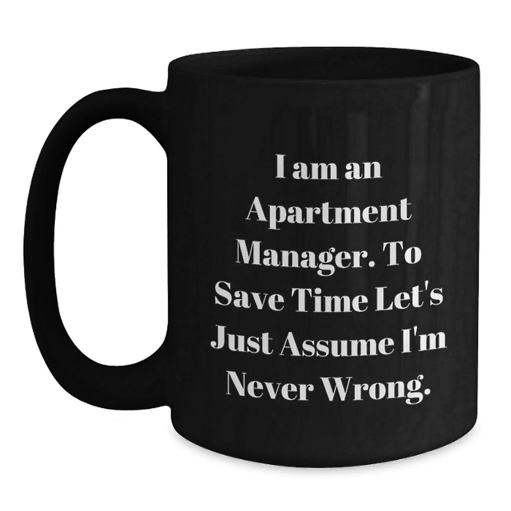 Funny Gifts from Friends for Apartment Manager - Black Coffee Mug with Christmas Unique Gifts