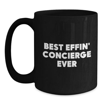 Funny Concierge Gifts for Best Effin' Concierge Ever Black Coffee Mugs Gifts from Men to Family and Friends Christmas Unique Presents - Main