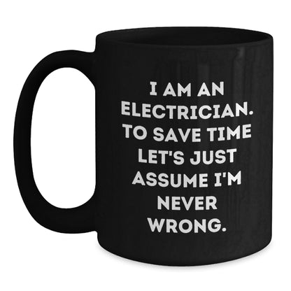 Electrician Humor Christmas Unique Gifts for Men Funny Black Coffee Mug, Gifts from Family to Electrician, Unique Christmas Unique Gift Ideas for Electrician Friends - Main