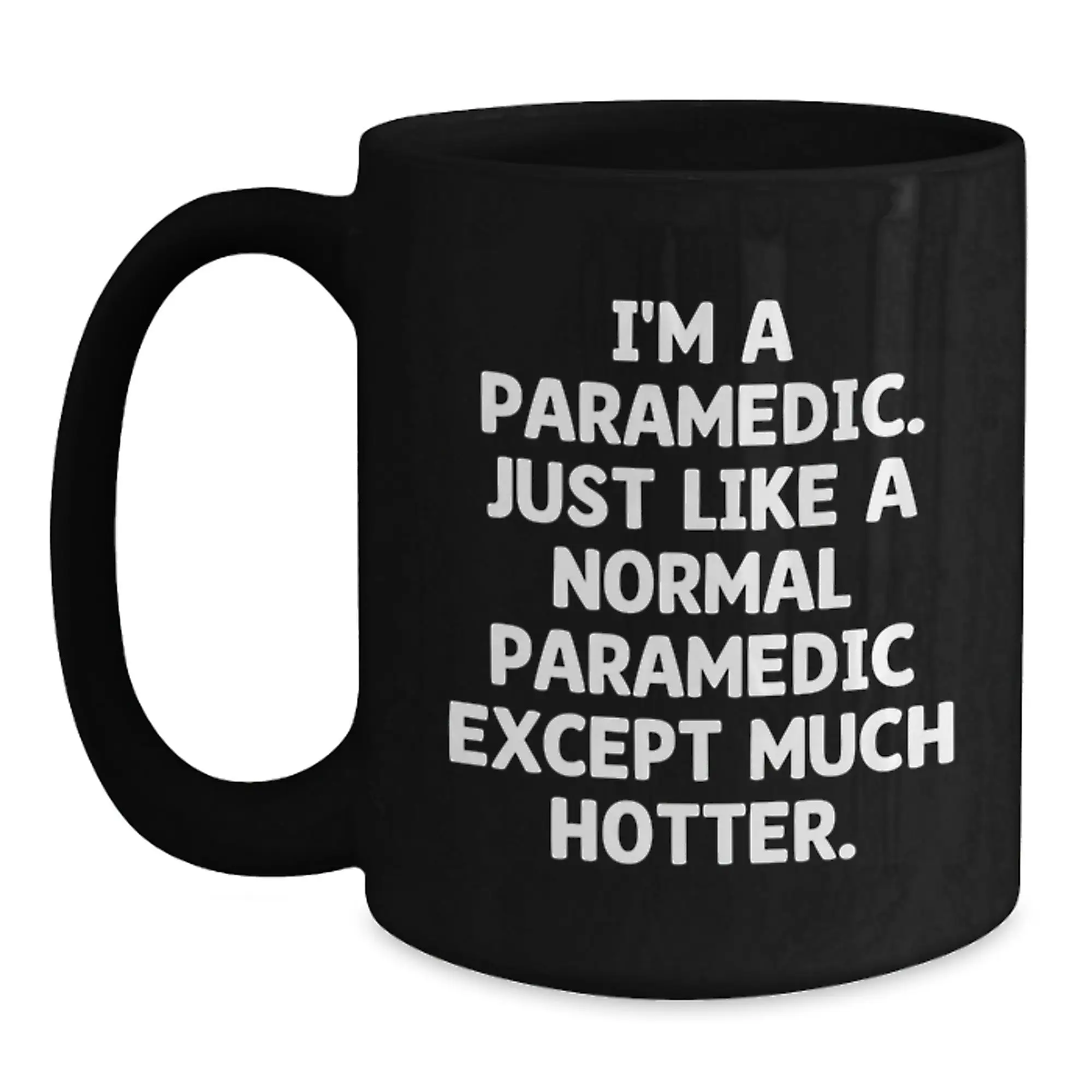 Funny Rescue Worker Graduation Gifts from Friends or Family - Rescue Worker Black Coffee Mug - I'm A Rescue Worker Except Much Hotter. - Main