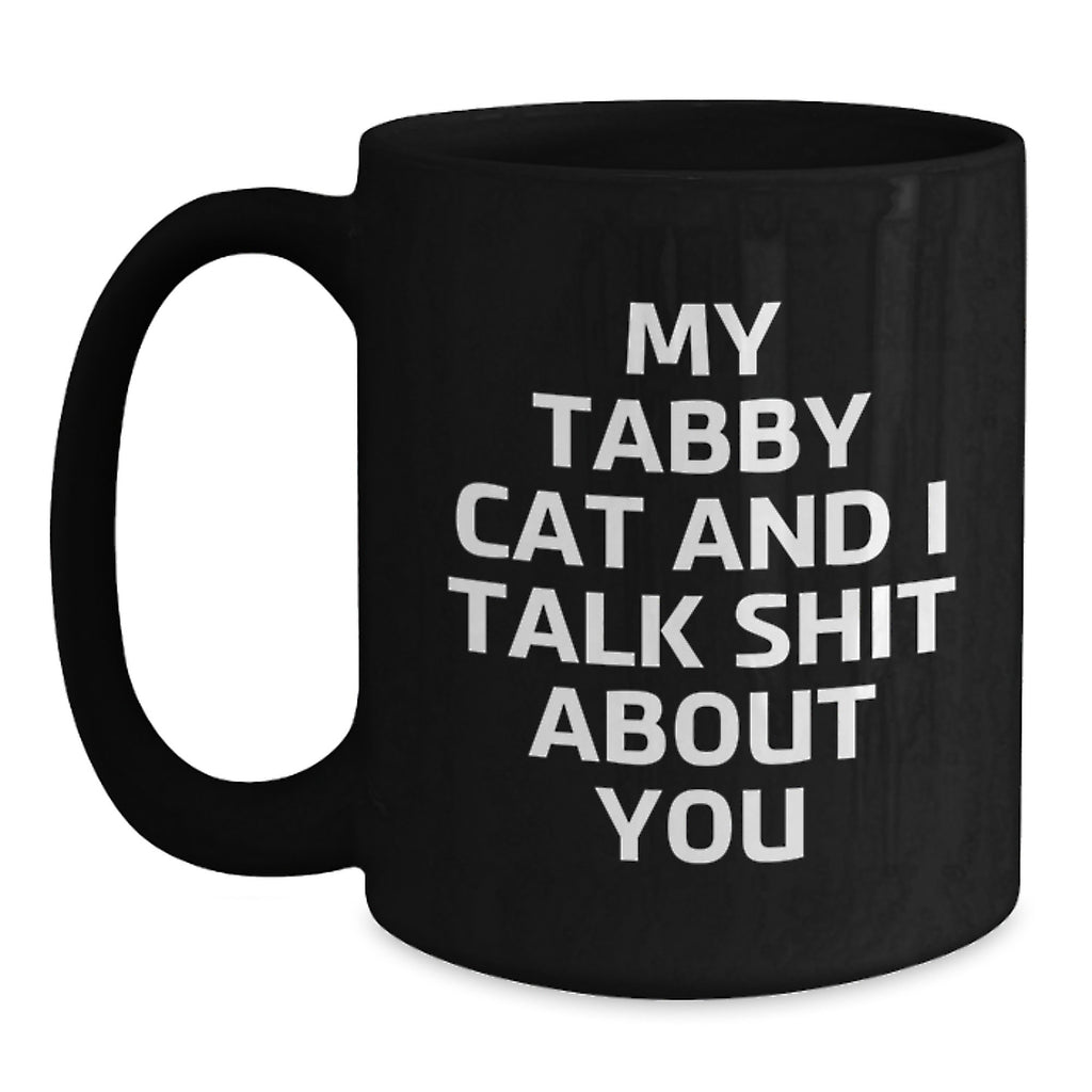 Tabby Cat Black Coffee Mug Keepsake for Him Christmas Surprise Gift - Main
