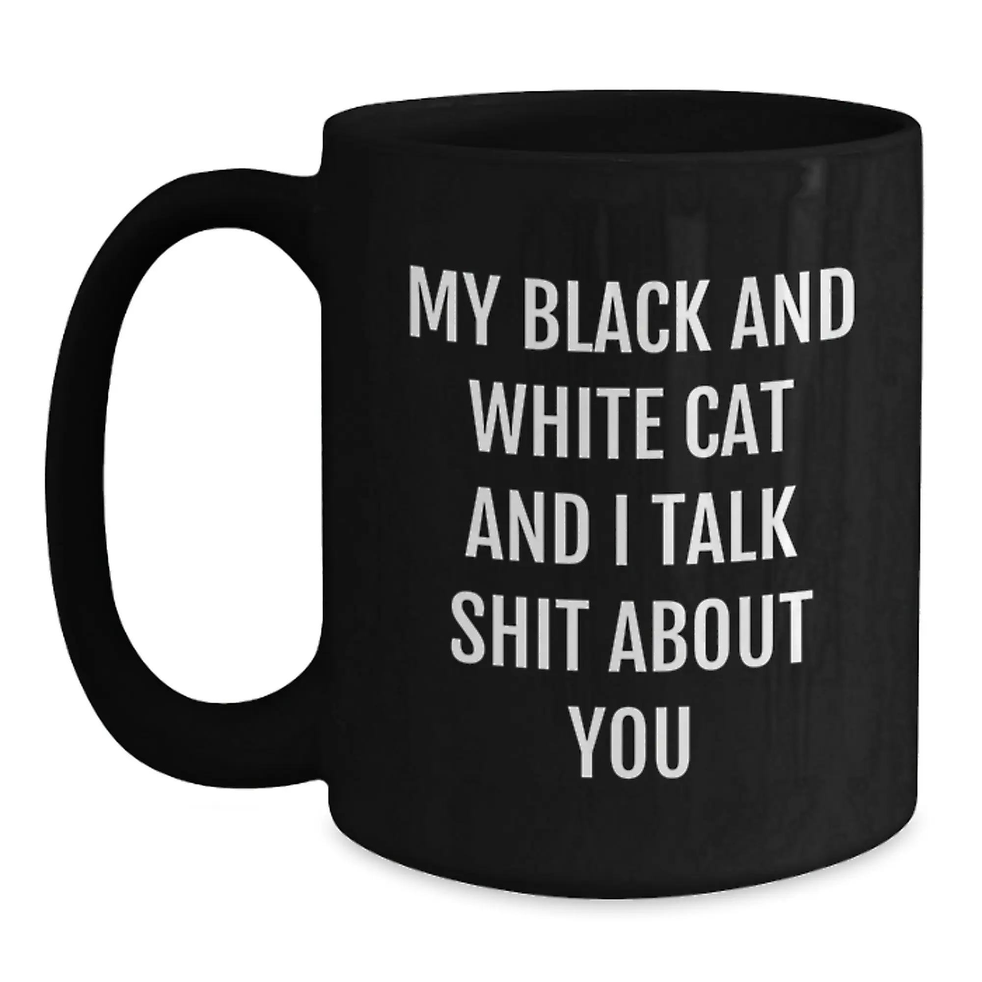 Funny Black and White Cat Gifts for Men, Women, Friends, Coworkers, Family, Black Coffee Mug Graduation Unique Ideas from Men, Women, Friends, Coworkers, Family - Main