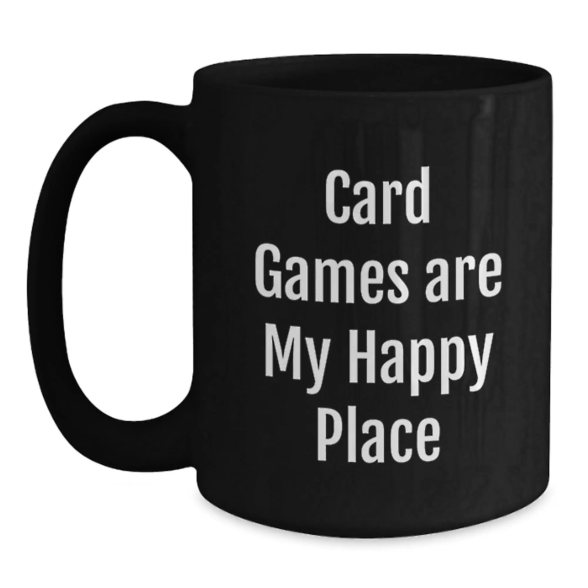 Funny Card Games Enthusiast Gifts from Friends - Card Games Are My Happy Place Graduation Unique Black Coffee Mugs - Main