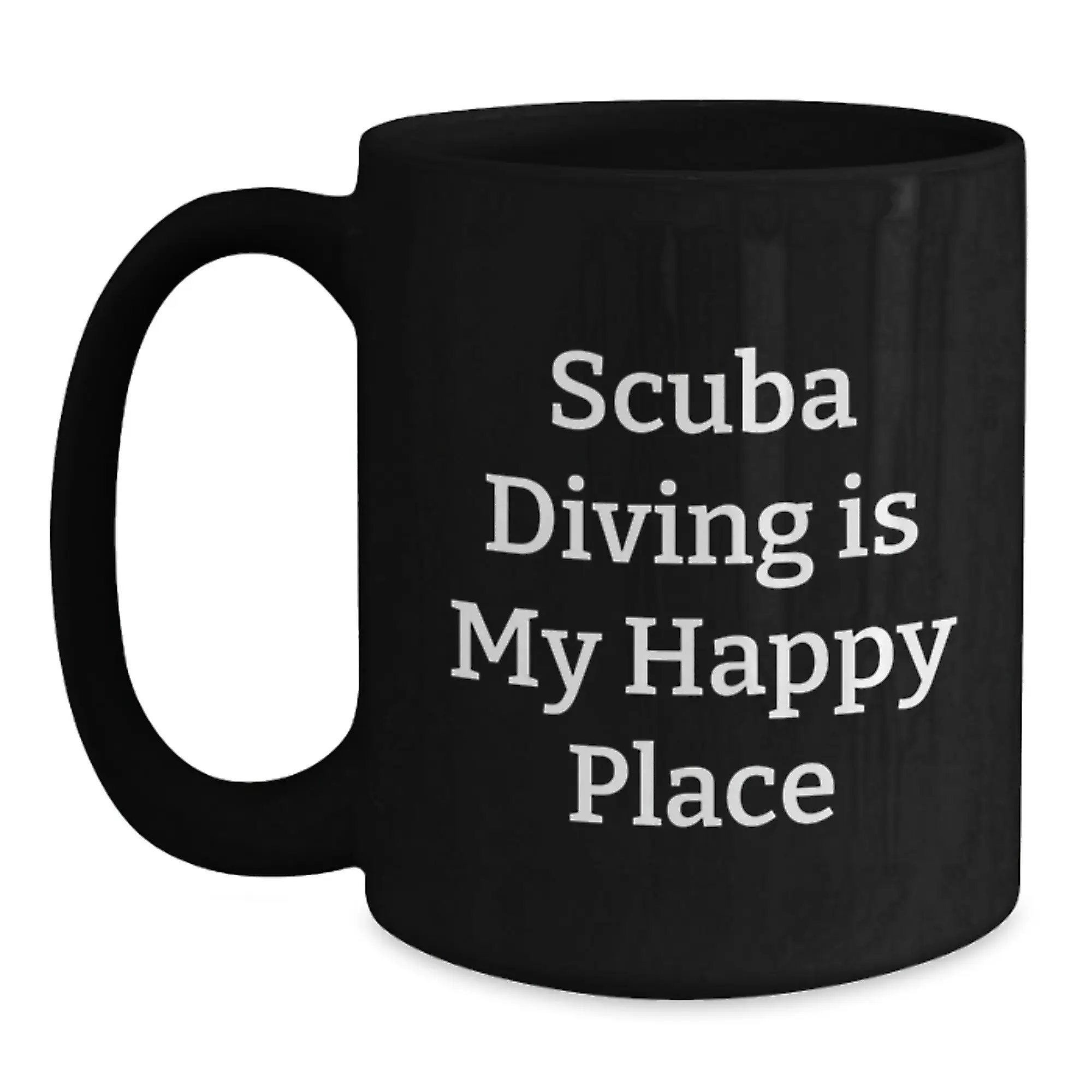 Scuba Diving Lover's Funny Gift for Him, Father's Day Unique Scuba Diving Coffee Mug for Men, Black Coffee Mug with Inspirational Quote Scuba Diving Is My Happy Place, Gifts from Family - Main