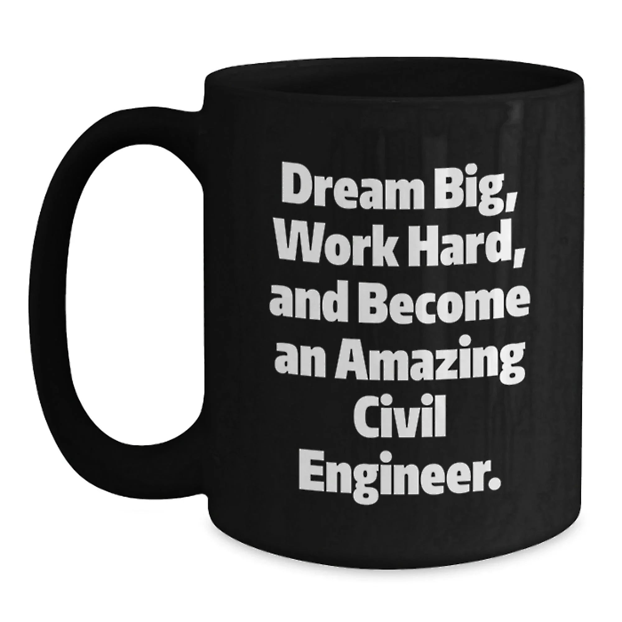 Motivational Civil Engineer Gifts for Men, Funny Black Coffee Mug, Christmas Unique Presents for Friends
