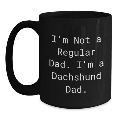 Funny Dachshund Dog Mugs Gifts from Men to Dachshund Dad, Black Coffee Mug, Perfect for Christmas Unique Presents - Main