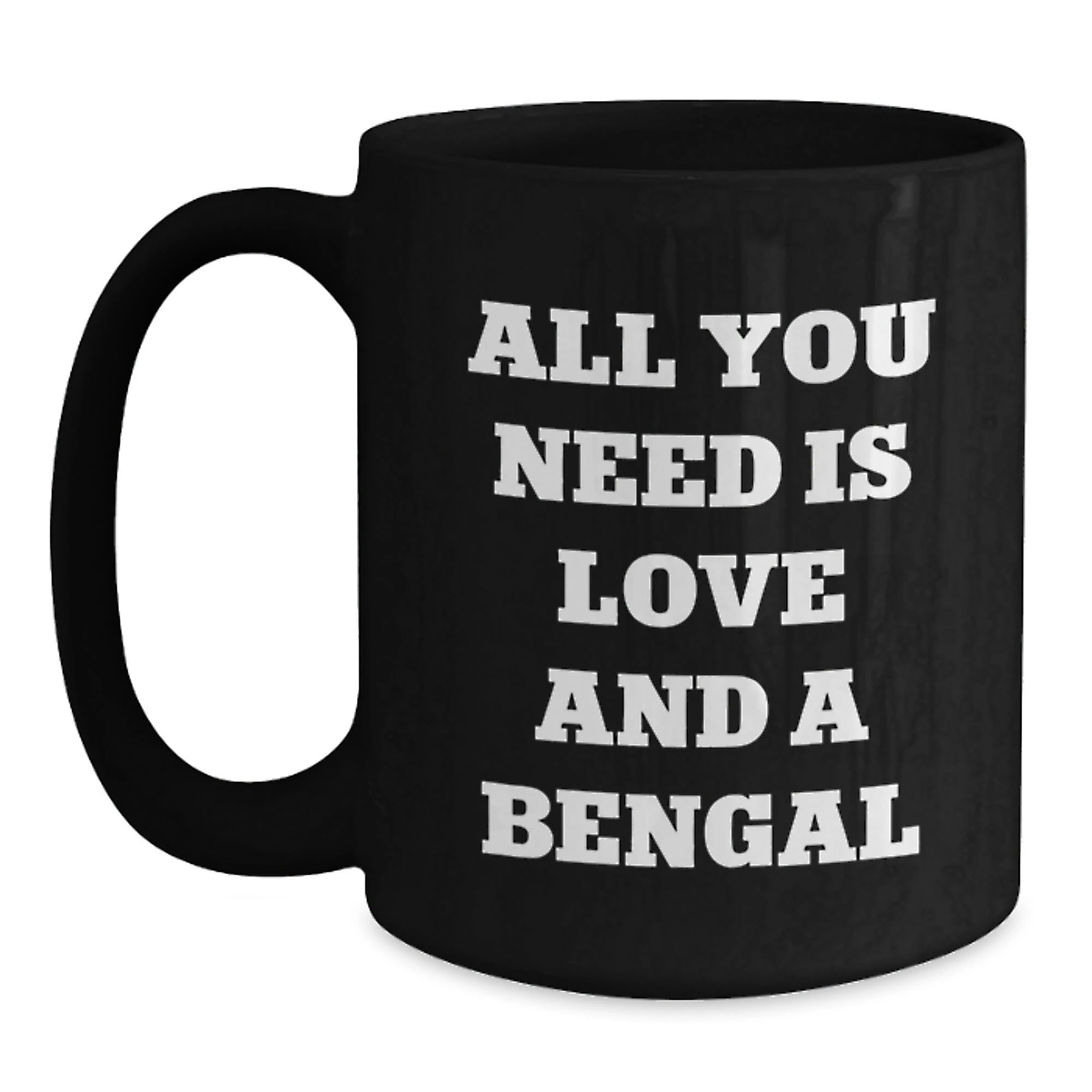 Love Bengal Cat Black Coffee Mug, Unique Valentine's Gifts from Friends for Cat Lovers
