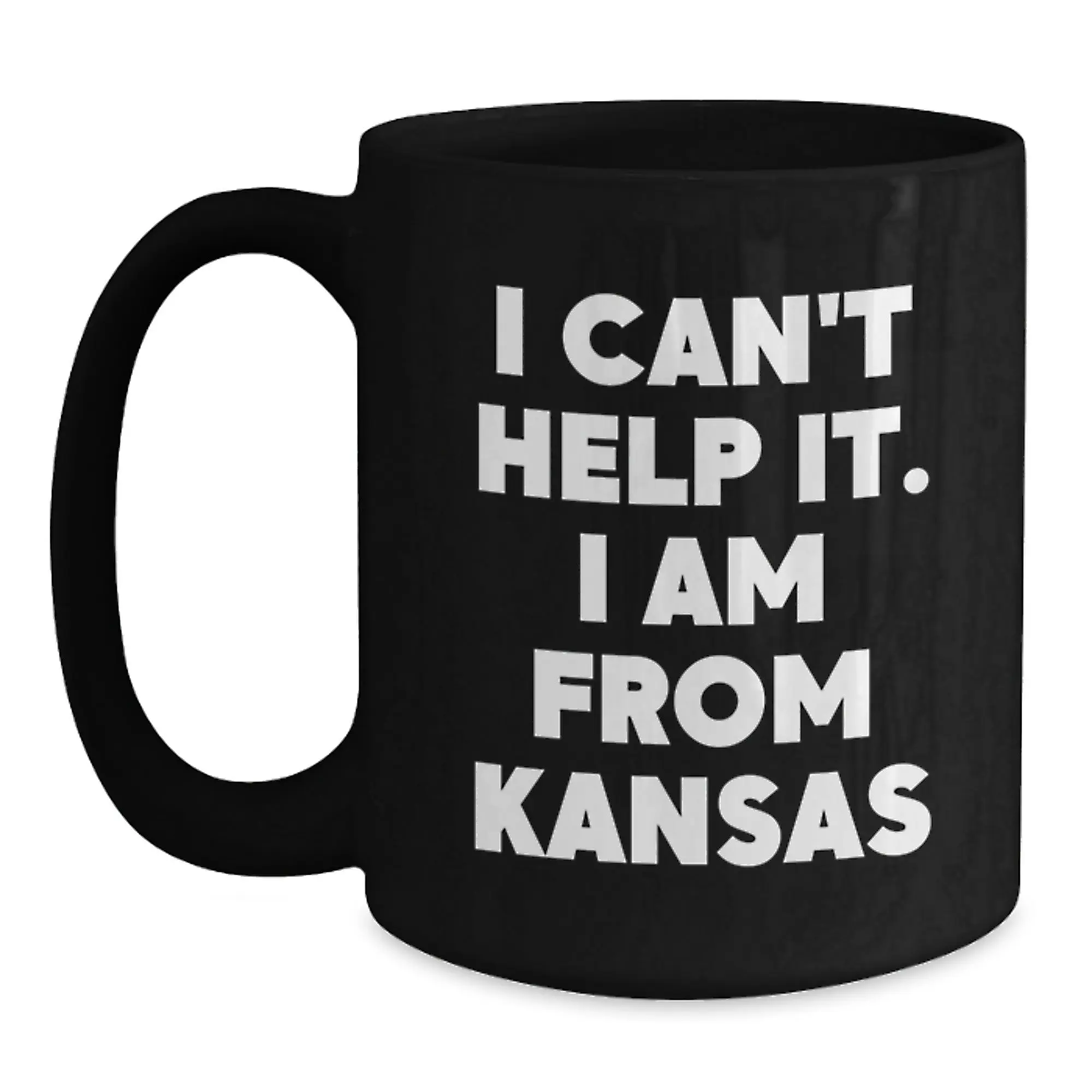 Funny Kansas Gifts from Friends, I'm From Kansas Black Coffee Mug for Birthday, Unique Kansas Lover Mug - Main