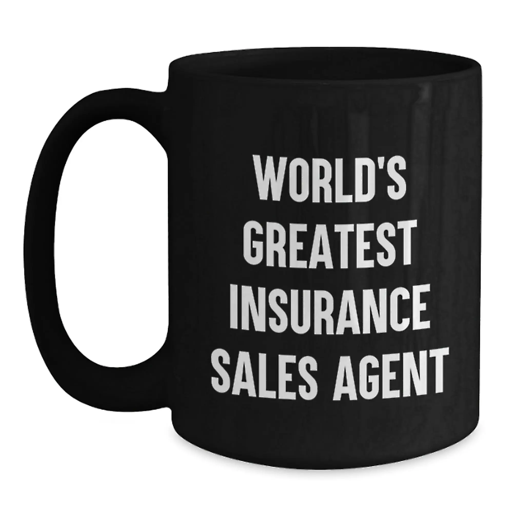 Funny Insurance Sales Agent Gifts from Family - World's Greatest Insurance Sales Agent Black Coffee Mug for Insurance Sales Agent Mom on Mother's Day - Main