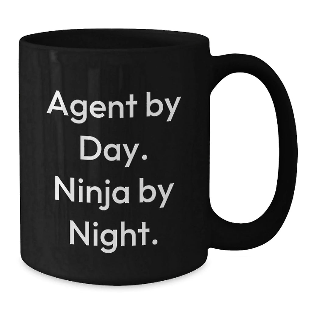Funny Agent Gifts for Men, Women, and Friends - Agent By Day. Ninja By Night. Christmas Unique Black Coffee Mug
