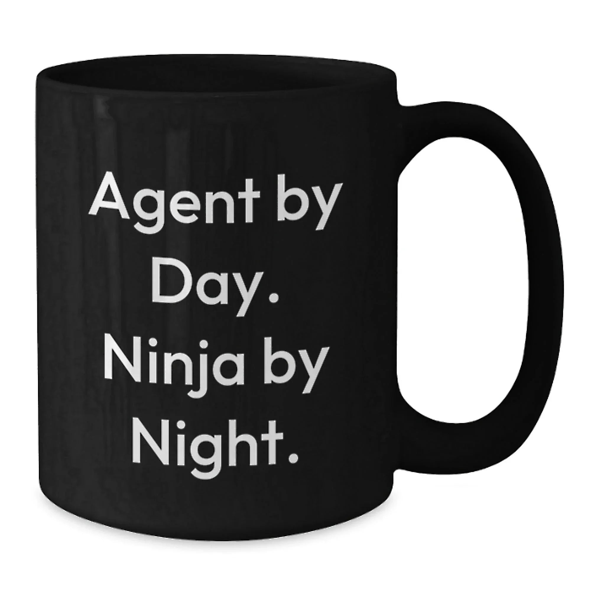 Funny Agent Gifts for Men, Women, and Friends - Agent By Day. Ninja By Night. Christmas Unique Black Coffee Mug