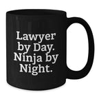Funny Lawyer Gifts for Men Funny Lawyer by Day Ninja by Night Black Coffee Mug for Lawyer Graduation Unique Gifts from Friends for Lawyer - Additional