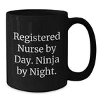 Registered Nurse Gifts from Coworkers - Funny Ninja Mug for Graduation, Black 11oz or 15oz Coffee Mug with Inspirational Quote, Perfect for Nurse Appreciation Day