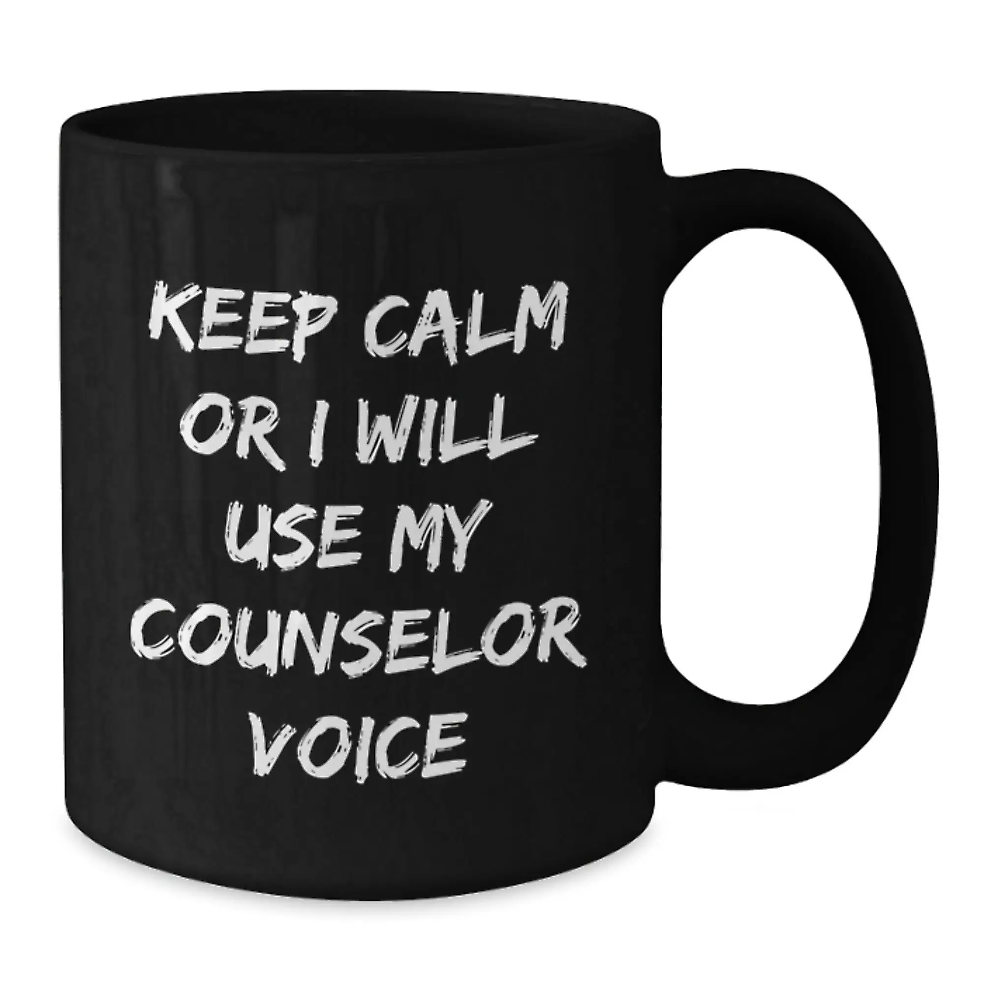 Funny Counselor Gifts from Men to Dad Keep Calm Or I Will Use My Counselor Voice Black Coffee Mug for Father's Day - Additional