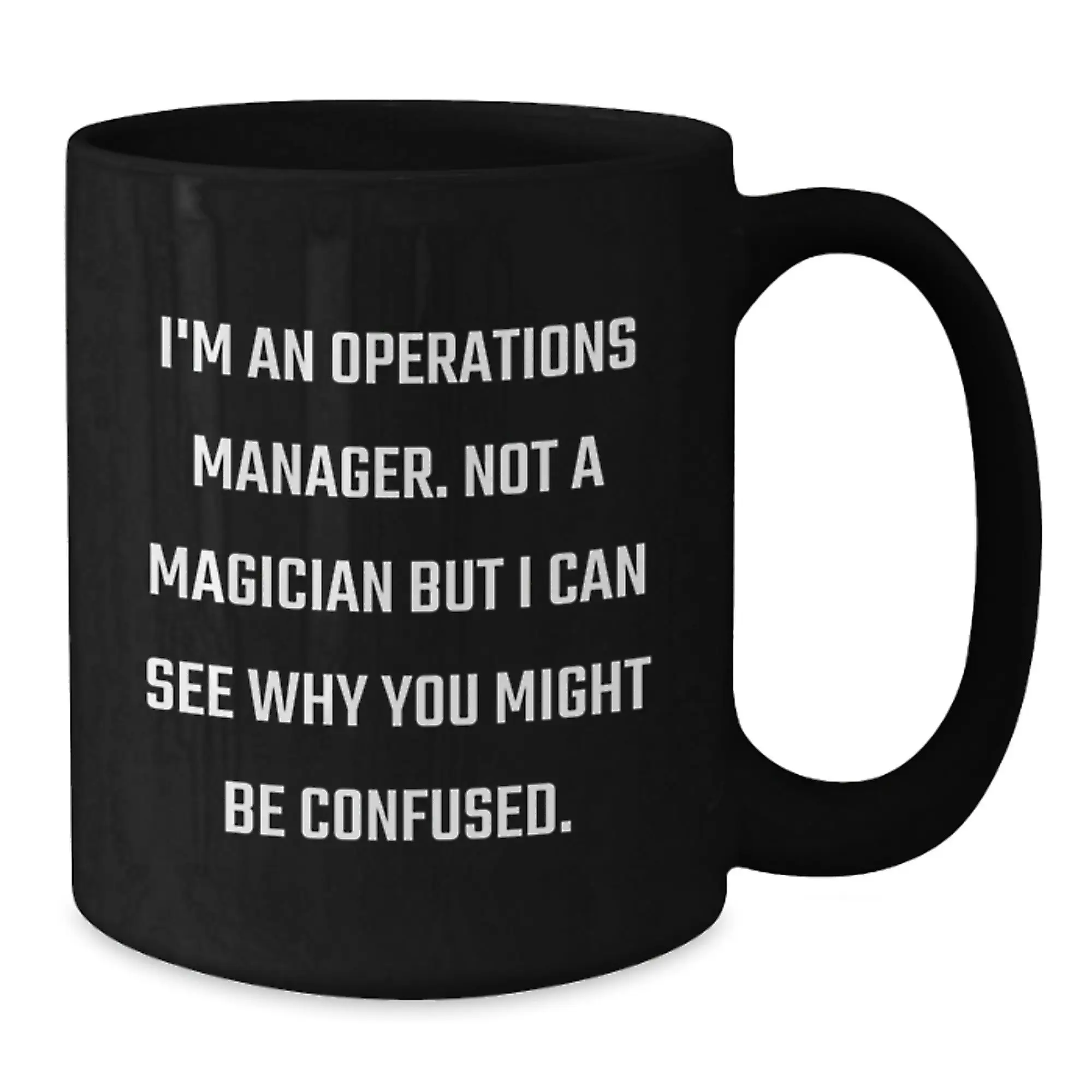 Funny Operations Manager Gifts for Coworkers, Birthday Unique Presents with I'm Not a Magician Mug, Black Ceramic Coffee Mugs for Friends and Family - Additional