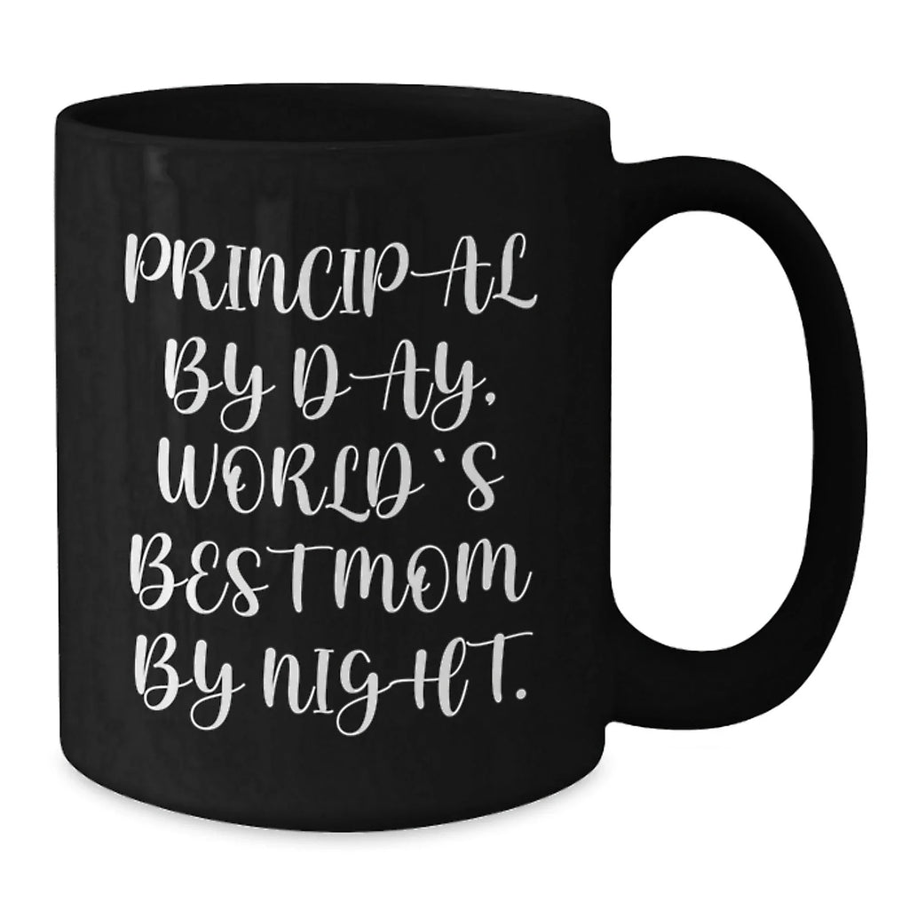 Principal Gifts, Funny Quotes, Black Coffee Mug for Graduation, Gifts from Friends, Gifts for Principal, Principal By Day, World's Best Mom By Night.