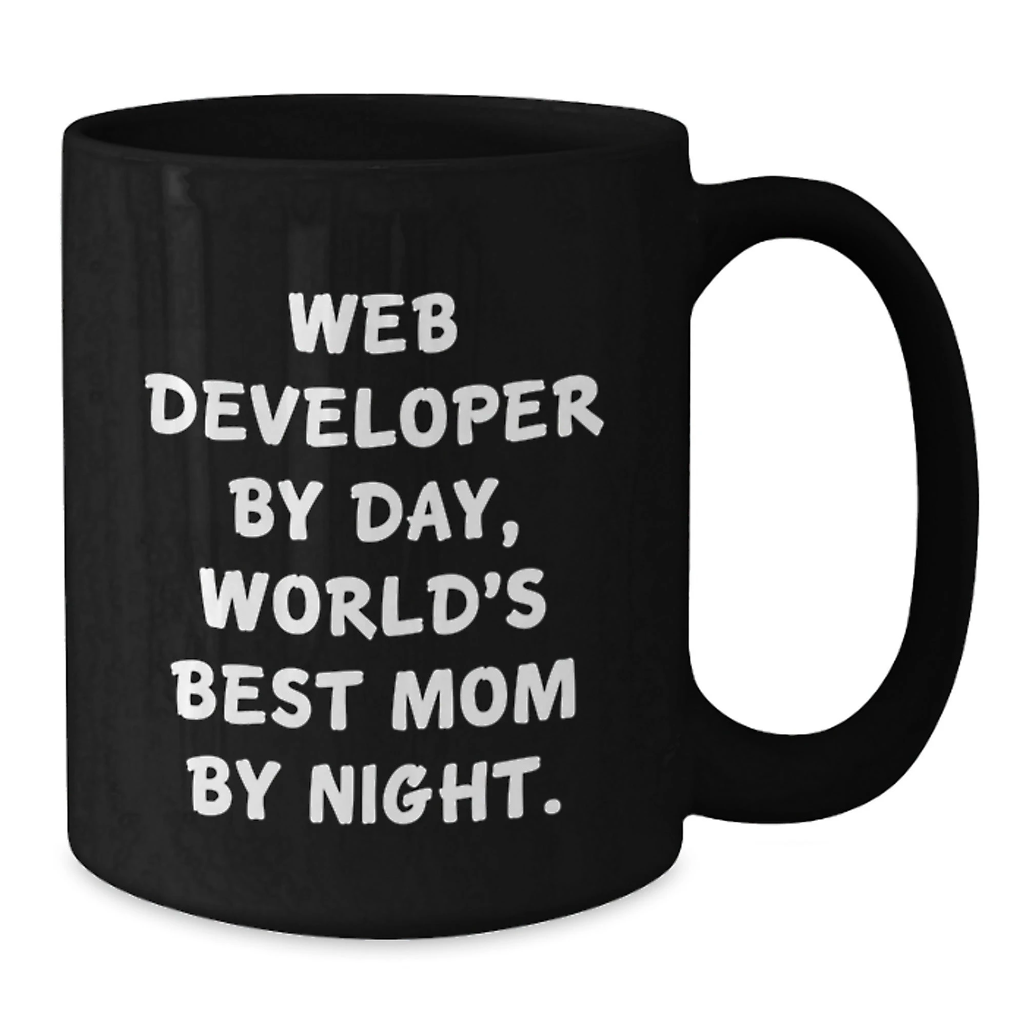 Funny Web Developer Gifts for Him, Web Developer By Day, World's Best Mom By Night Black Coffee Mug, Unique Christmas Unique Gifts from Mom to Dad
