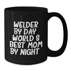 Funny Welder Gifts from Mom for Men, Black Coffee Mugs, Unique Christmas Unique Gifts for Dad, World's Best Mom Ceramic Mugs