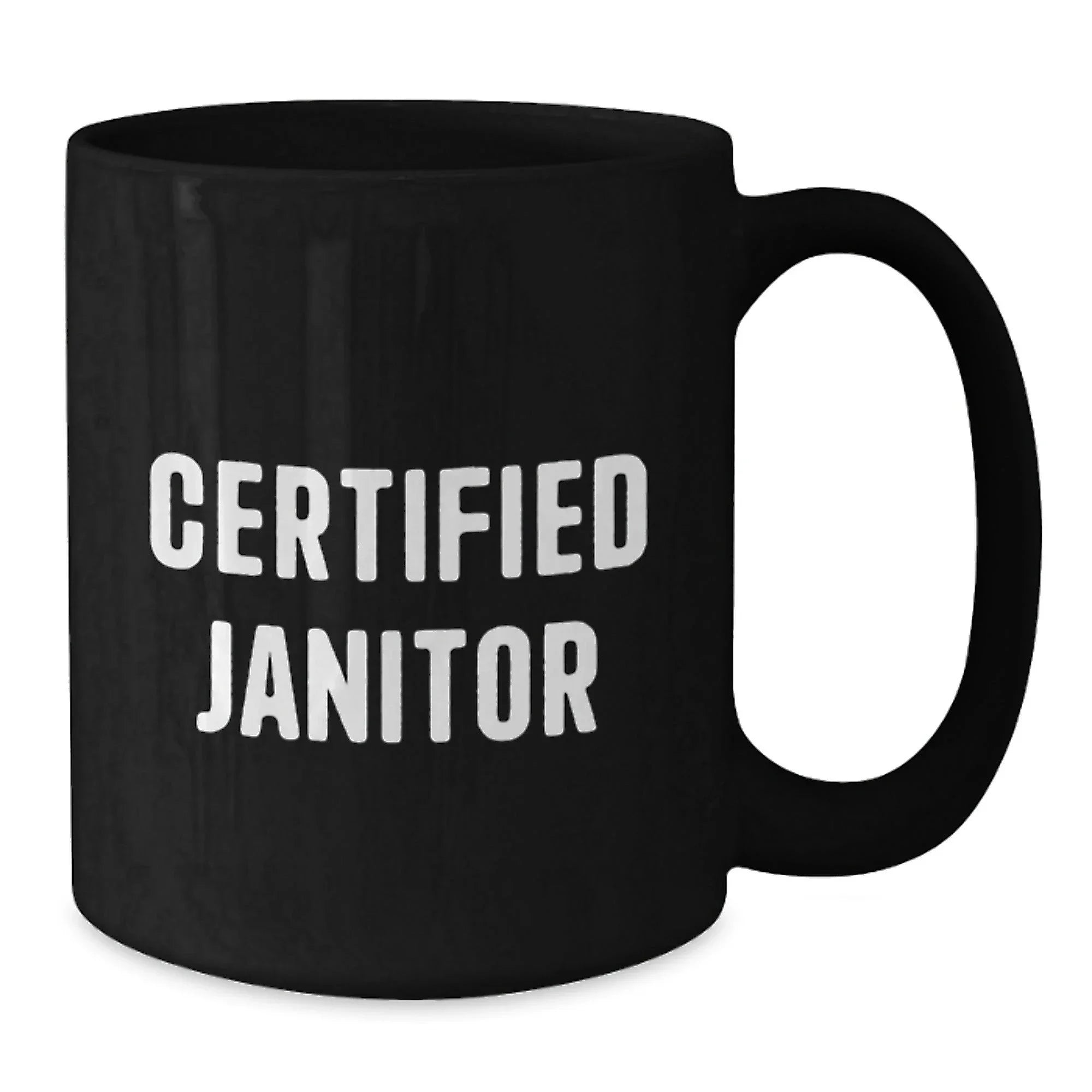 Funny Janitor Gifts from Men to Janitor, Black Coffee Mug for Janitor, Certified Janitor Christmas Unique Gifts