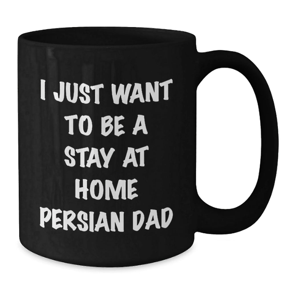 Unique Persian Cat Dad Gifts for Men - Black Coffee Mug, Funny Quote, Christmas Unique Presents