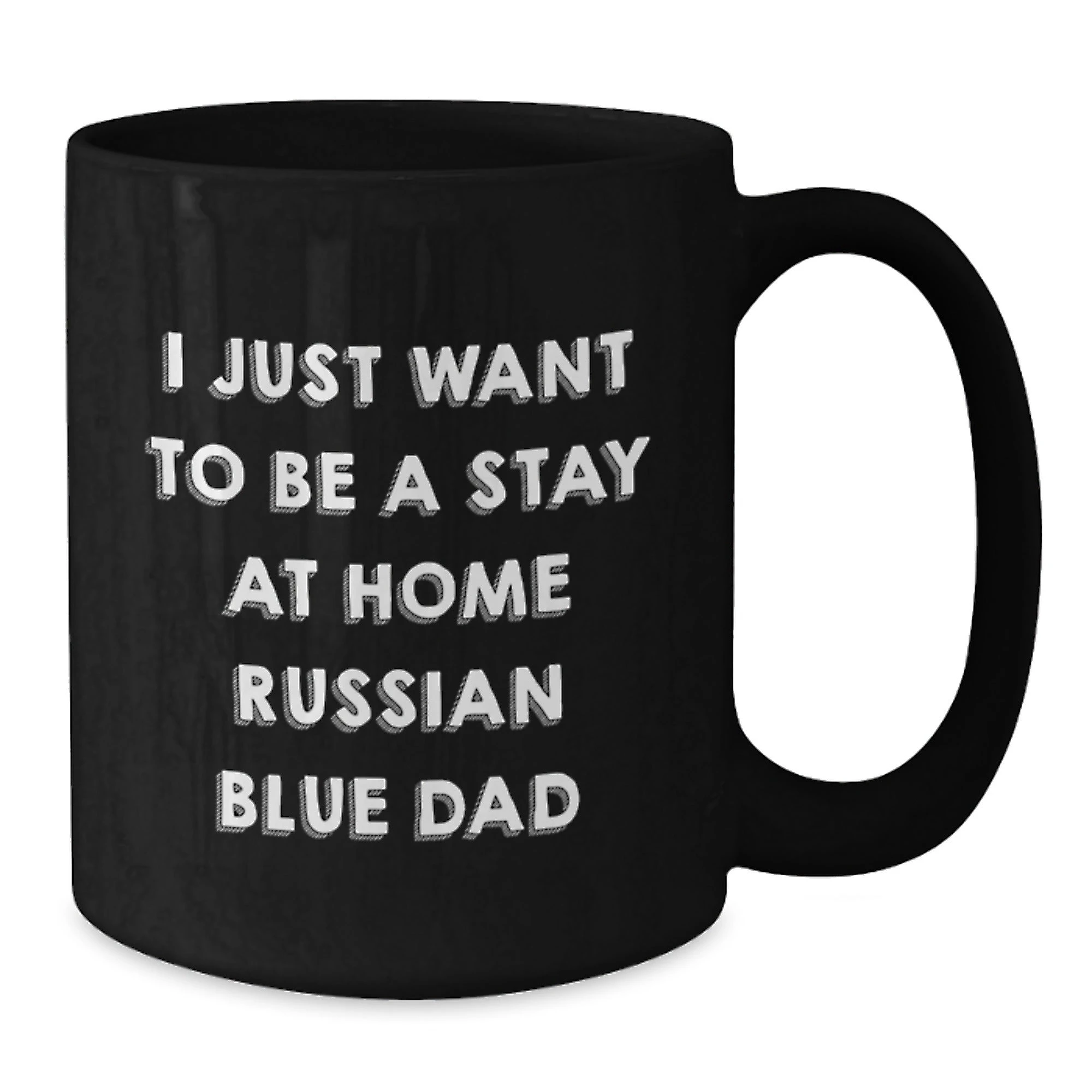Russian Blue Cat Lover Gifts from Dad to Men Funny Black Coffee Mug for Christmas Unique Presents