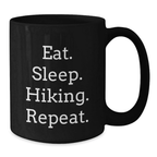 Funny Hiking Birthday Unique Gifts from Friends for Men, Funny Hiking Black Coffee Mug Eat. Sleep. Hiking. Repeat. Quotes, Gift Ideas for Outdoor Enthusiasts - Additional