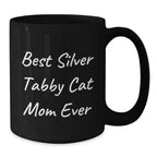 Funny Silver Tabby Cat Mom Gifts Black Coffee Mug