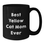 Funny Yellow Cat Mom Black Coffee Mug for Yellow Cat Lover