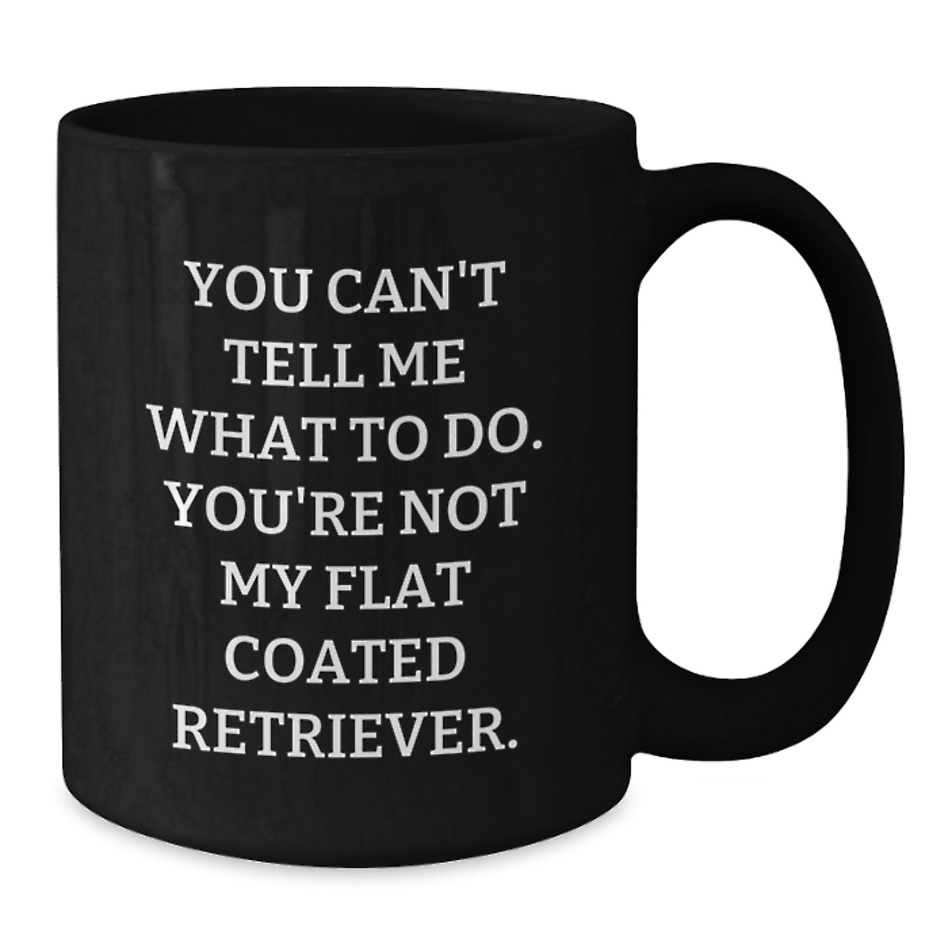Funny Flat Coated Retriever Dog Gifts for Men from Friends, Black Coffee Mug, You Can't Tell Me What To Do - Additional