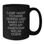 Funny Cardigan Welsh Corgi Dog Gifts from Friends, Cardigan Welsh Corgi Dog Lovers Black Coffee Mug for Men, Unique Valentine's Gifts for Him