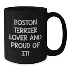 Boston Terrier Dog Lover Mug Valentines Gift Funny Black Coffee Cup