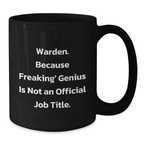 Funny Warden Gifts from Friends - Unique Black Coffee Mugs for Birthday Unique Gifts for Warden - Additional
