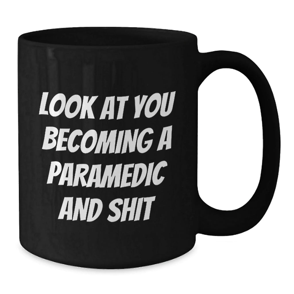 Rescue Worker Gifts Funny Birthday Black Coffee Mug 'Look At You Becoming A Rescue Worker'