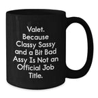 Funny Valet Gifts from Men for Valet - Valet Black Coffee Mug, Christmas Unique Gifts
