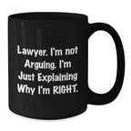 Lawyer Keepsake Black Ceramic Coffee Mug for Him Birthday Gift 11oz - Additional