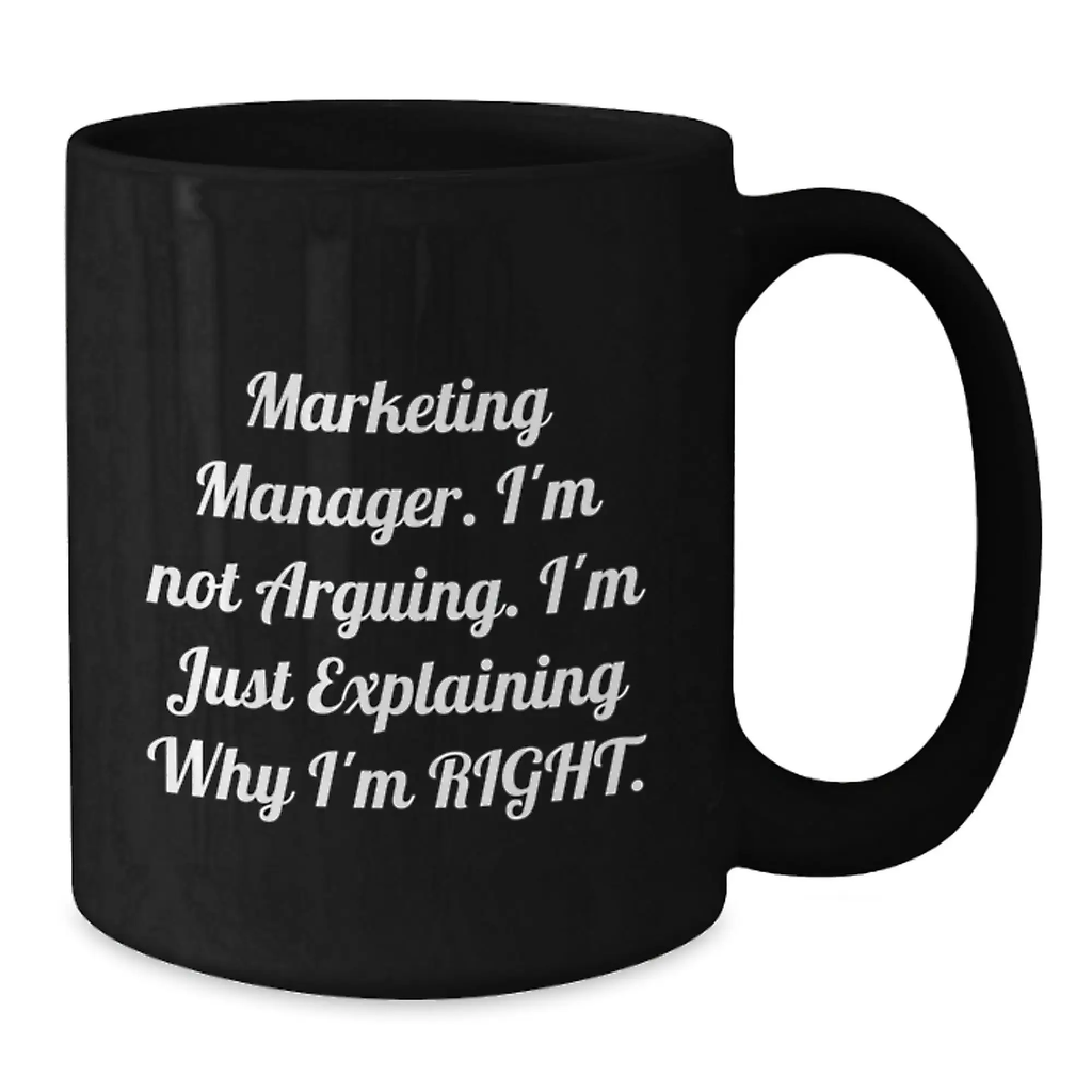 Marketing Manager Black Coffee Mug Idea for Coworkers Birthday Gift - Additional