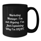 Marketing Manager Black Coffee Mug Idea for Coworkers Birthday Gift - Additional