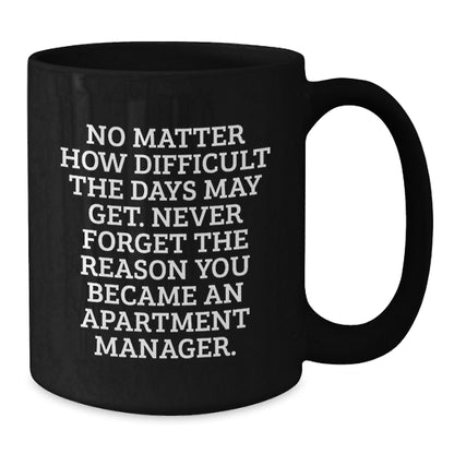 Funny Inspirational Quotes for Apartment Manager Gifts, Black Coffee Mug, Gifts from Family to Apartment Manager, Christmas Unique Presents - Additional